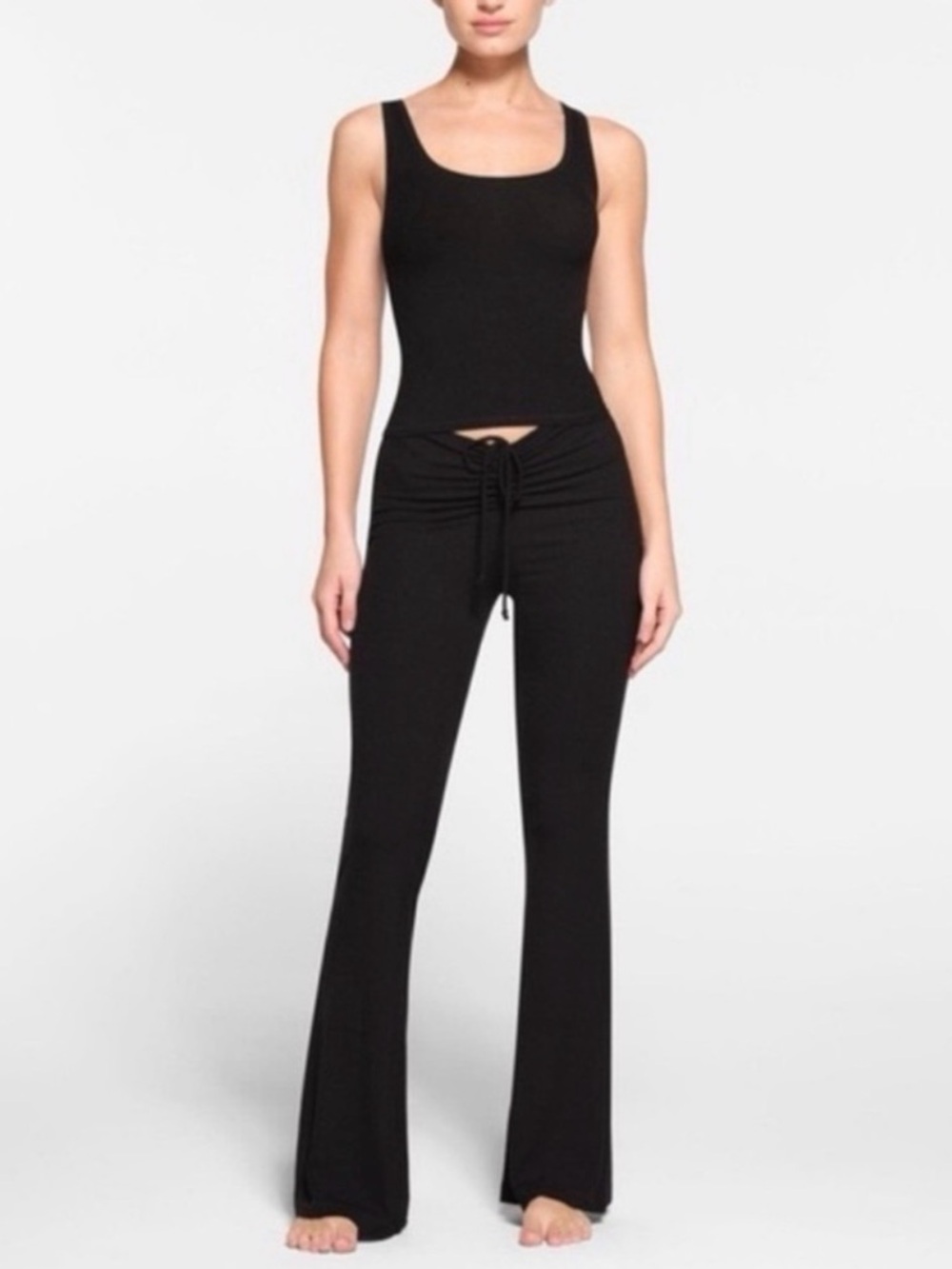 NWT SKIMS Black Soft Ruched Lounge Flare Pants Sz M